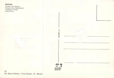 Messina — Portal do Duomo — Éd. Sicilia Folklore, n°57 — Verso