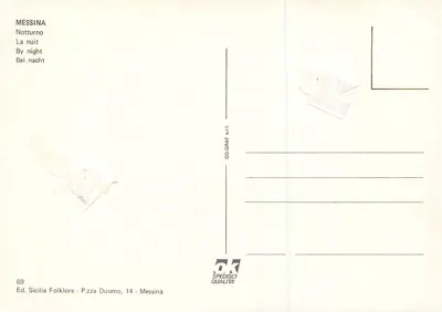 Messina — Notturno — Ed. Sicilia Folklore, n°69 — Verso