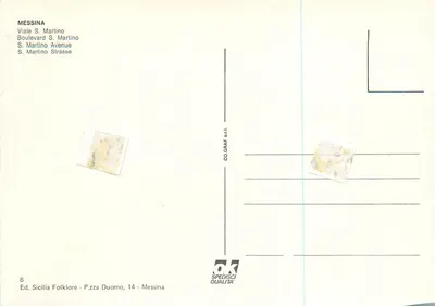 Cartolina moderna Boulevard S Martino di Messina — Verso