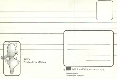 Sfax — Entrada da Médina — edições KAHIA n°335 — Verso