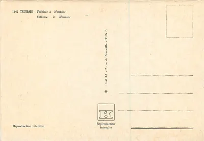 Folklore w Monastirze — Tunezja — wydawca KAHIA — Rewers