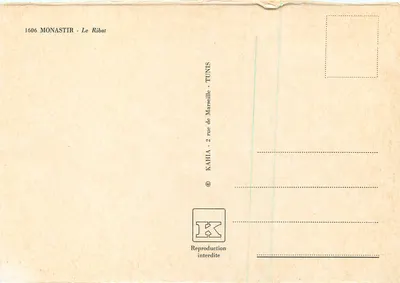 Monastir — Ribat — wydawca Kahia, Tunis — Rewers