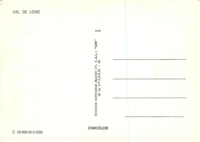 Val de Loire — Panoramiczna kartka pocztowa z zamkami — Wydawca CIM — Rewers