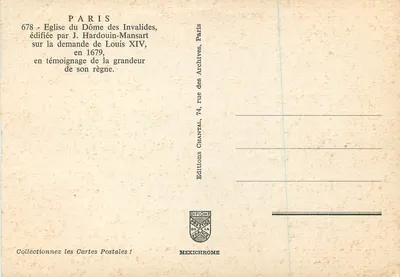 Paris - Église du Dôme des Invalides — éditeur IRIS — Verso