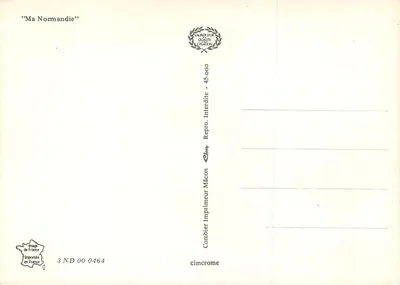 Minha Normandia — Poema de Frédéric Bérat — Impressor Combier Mâcon — Verso