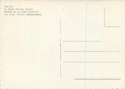 Milão - Teatro alla Scala (Interno) — Sito Grafico Cesare Capello-Milano — Verso