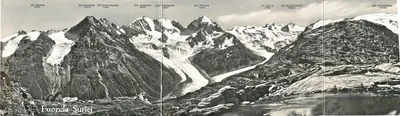 Vista panorâmica das Alpes — Fuorcla Surlej — editor Bergdall Press Co. St. Moritz, n° 1902