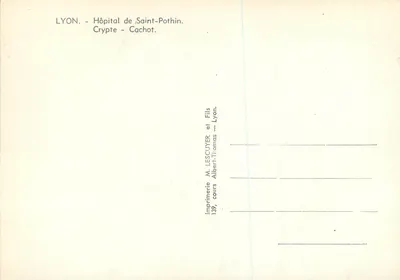 Krypta w Cachot — Szpital św. Pothina — Lyon — Drukarnia Lescuyer i Synowie — Rewers
