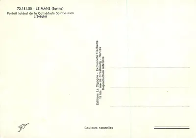 Le Mans (Sarthe) — Lateraal portaal van de Sint-Julianuskerk — Edities La Cigogne — Achterkant