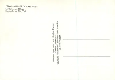 La Corvée de l'Hiver — Aquarelle de Pier Val — Éditions EDY — Verso