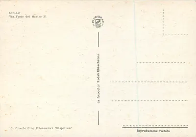 Spello — Via Fonte del Mastro — Plurigrafe Terni — Rewers