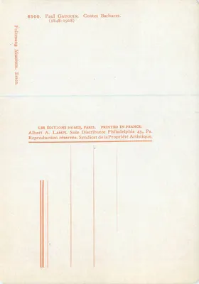 Paul Gauguin — Konte Barbares — Les Éditions Nomis, Paryż — Rewers