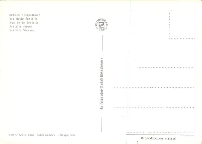 Via delle Scalette — Spello (Hispellum) — Plurigrafe Terni nr 110 — Rewers