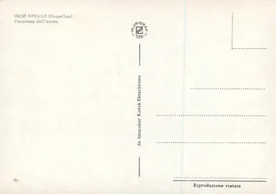 Spello (Hispellum) — panorama lotnicza — Plurigrat Terni n° 06038 — Rewers