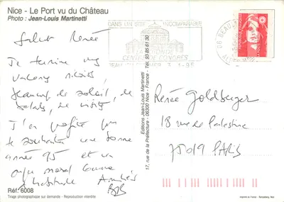 Nice — Port widziany z Zamku — Fotografia: Jean-Louis Martinetti — Wydawnictwo Jean-Louis Martinetti, Ref. 6008 — Rewers