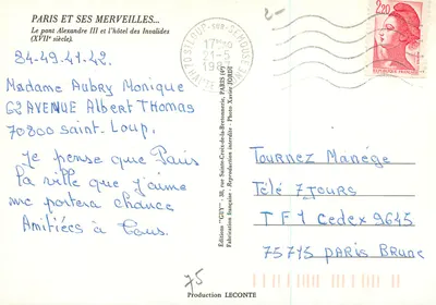 Ponte Alexandre III e l'albergo dei Invalides — XVII secolo — Edizioni 'GUY' — Verso