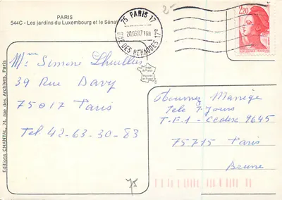 Paris - O Luxembourg — editor IRIS, número de série 544C — Verso