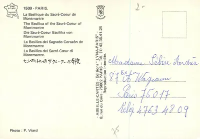 Basilica del Sacro Cuore di Montmartre — Parigi — Edizioni 'LYNNA-PARIS' — Verso