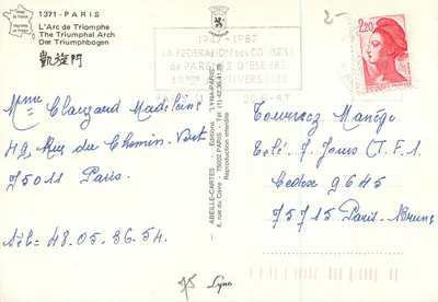 Arc de Triomphe — Paryż — Wydawnictwo Lyna, nr 1371 — Rewers