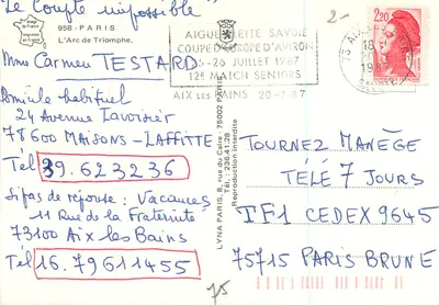 Kopiec zwycięstwa — Paryż — wydawca LYNÁ, nr 958 — Rewers