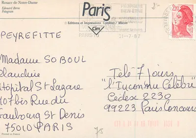 Rosácea de Notre-Dame — Paris — Éditions e Impressions Combier / Macon — Verso