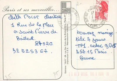 Paris — A Madeleine — Guy — Verso