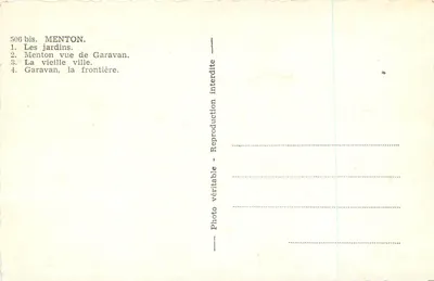 Menton — widok panoramiczny — wydawca nieznany, n° 506 bis — Rewers