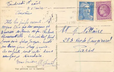 Visão geral sobre a Garonne — Toulouse — Edições « Pyrénées-Océan » — Verso