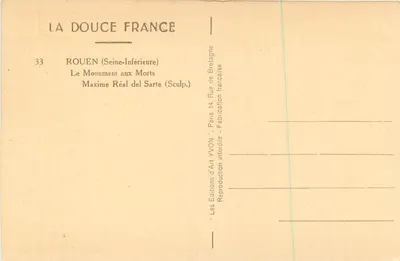 Rouen (Seine-Inférieure) — Pomnik Zmarłych — Maxime Réal del Sarte (Rzeźbiarz) — Rewers