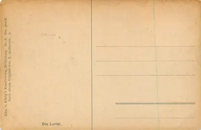 La Lurlei — widok na Rzeczkę Reno — wydawca König's Kunstverlag, Heidelberg, nr 6 — Rewers