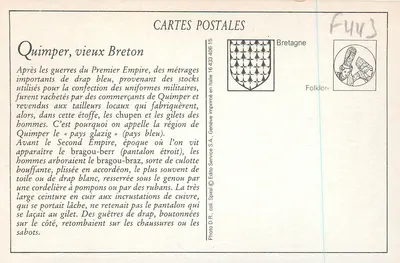 Quimper — Velho Bretão — Edição Spirale — Verso