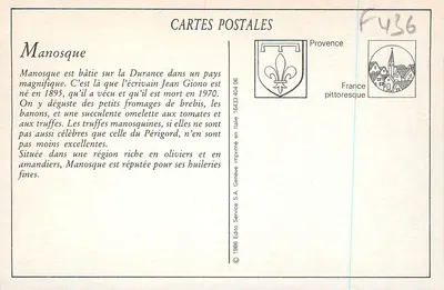 Manosque — Avenida da Estação e a Porta Saunerie — Editor Martel, n° 342 — Verso