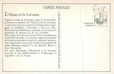 Alsakanka i Loreńska przy granicy, blisko Mars-la-Tour — Aruculd i Klein, wydawcy — Rewers