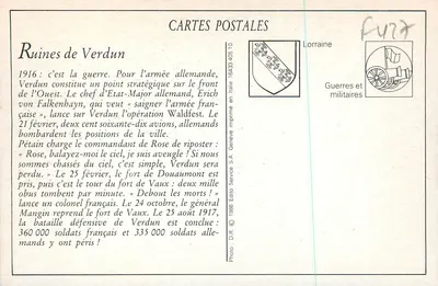 Verdun — Jego Ruiny — Ogólny widok z brzegów Mense — Wydawca: Service S.A. Genewa — Rewers