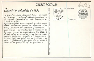 Wystawa kolonialna międzynarodowa — Paryż 1931 — Pałac A.O.F. — Plac Marché Soudanais — G. Olivier i J.G. Lambert, archi. — Rewers