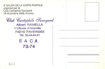 Annecy i jego Jezioro — Pałac Cesarski — M. de Cretin, 1914 — Rewers