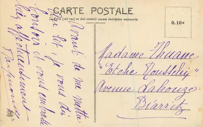 Biarritz - Mar agitada no porto dos pescadores — Les Basses-Pyrénées, editor Pastiure, n° 1190 B — Verso