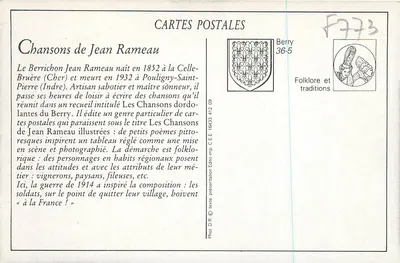 Żołnierze i rolnicy w Francji — Piosenki Jean Rameau z ilustracjami — Wydawnictwo C.E.E. — Rewers
