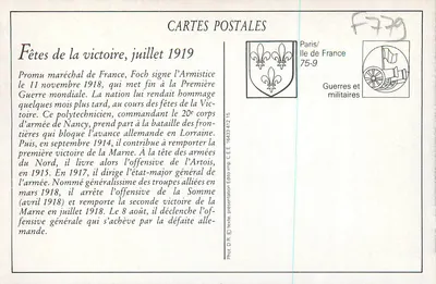 As Festas da Vitória em Paris — 14 de julho de 1919 — Entrega de uma coroa ao marquês Foch — Verso