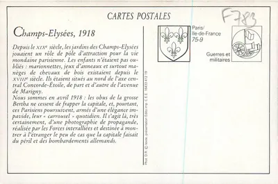 Paryż pod ostrzałem — Carrousel na Champs-Élysées — Wydawnictwo C.E.E. — Rewers