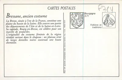 Bressane — Velho Traje — H. Ferrand, editor - Bourg — Verso