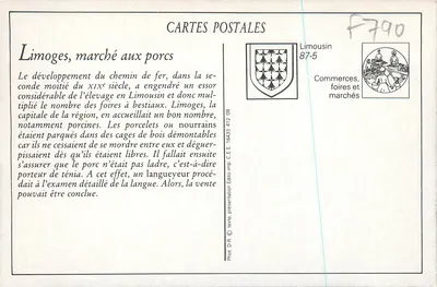 Limoges — Plac targowy — Targ wołowy — Wydawca H. Foussez — Rewers