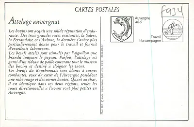 Wóz auverżanski — Auvergne — Wydawca C.E.E. nr 279 — Rewers