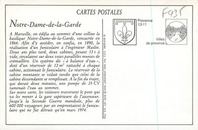 Marselha — Nossa Senhora da Guarda — LL. Sklec — Verso