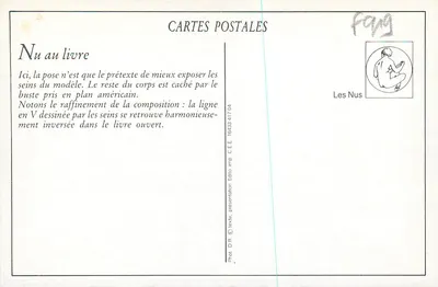 Mulher nua lendo um livro — Les Nus, série 16433.417.04 — Verso