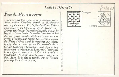 Pont-Aven — Fête des Ajoncs d'Or — Pani Botrel na scenie — Rewers