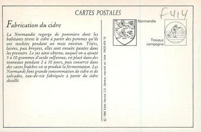 Fabricação de cidre — Normandia — Edito Service S.A. n°16433.404.18 — Verso