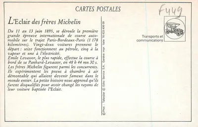 L'Eclair dos irmãos Michelin — corrida Paris-Bordeaux 1895 — Fot. Tallandier — Verso