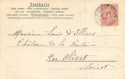 Paisagem invernal com pássaros — Carta postal multilíngue — editor não identificado — Verso