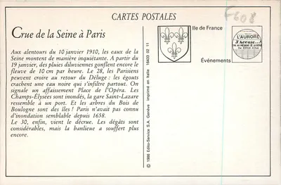 Paris - A enchente do rio Sena na rue de Lourmel — ELD — Verso